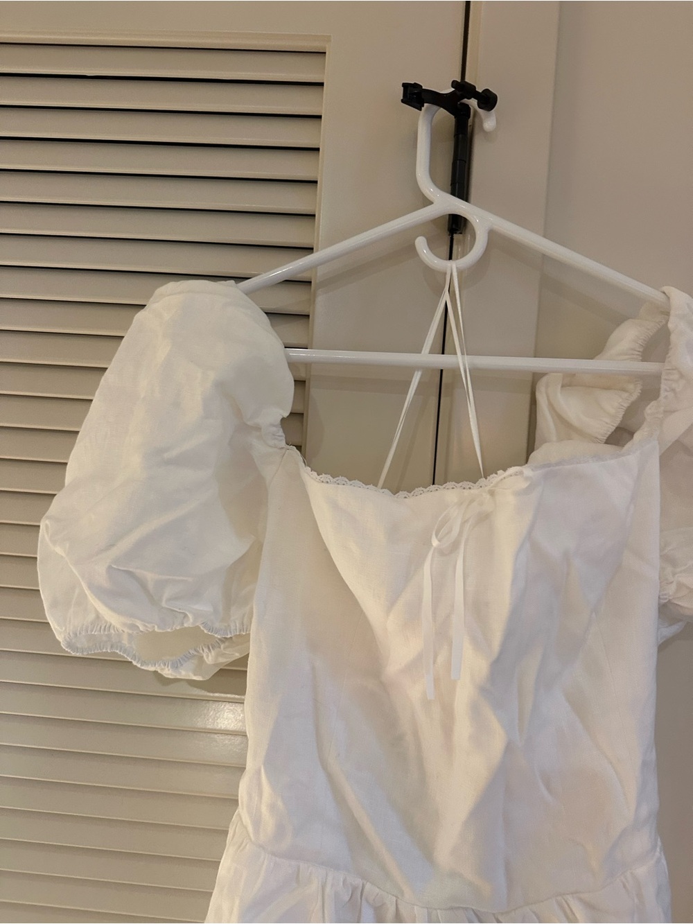 Reformation Malvina Linen Dress White Puff Sleeve Square Neck Mini 10 - Picture 4 of 7